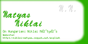 matyas niklai business card